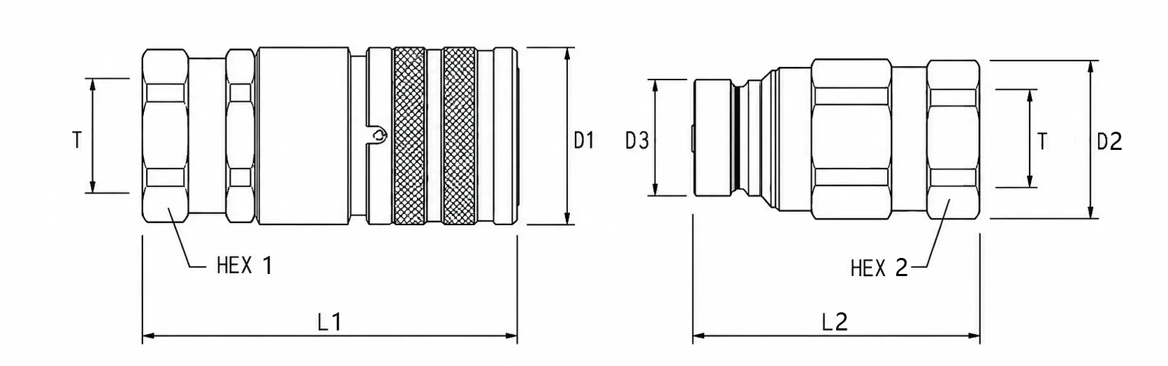Coupling fitting sectional drawing